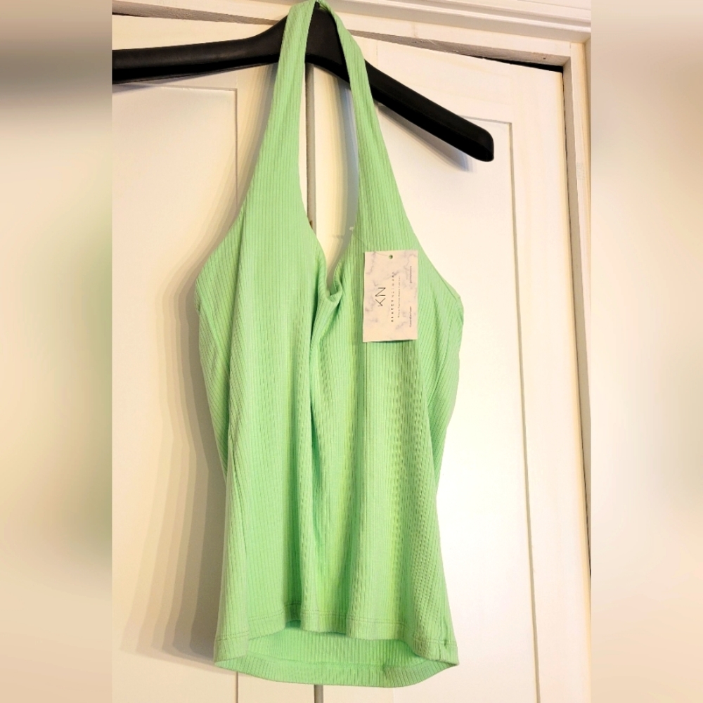 Ribbed Spring Green Halter Brami